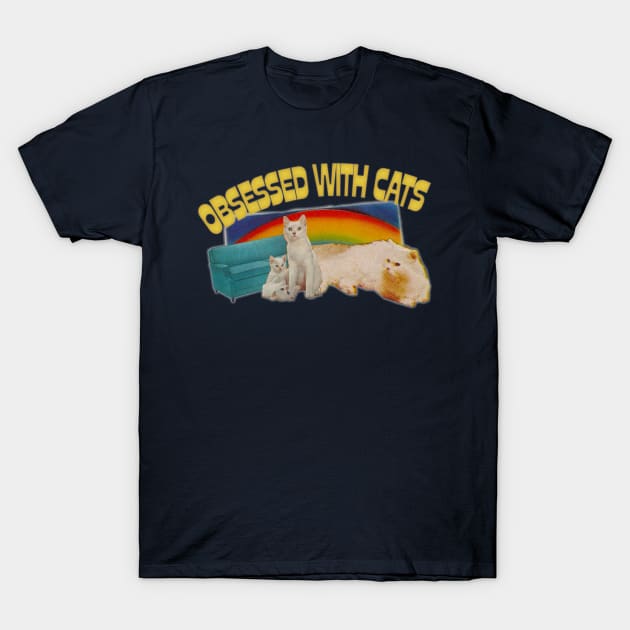 Obsessed With Cats //// Retro Style Cat Lover Gift T-Shirt by DankFutura